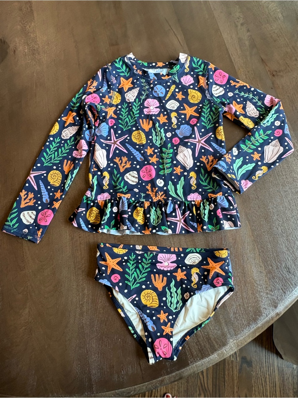 Quince Navy Kids Two-Piece Sea Life Rashguard Set
